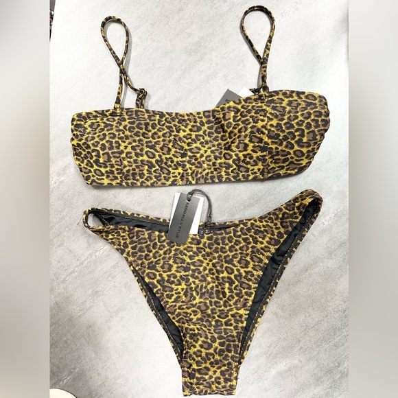 NWT KENDALL & KYLIE Leopard Print Bandeau Hi Waist Two Piece Bikni Swim Wear - Picture 4 of 7